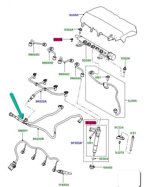 Kit retour injecteur pour range rover P38