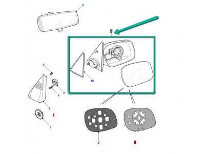 Ensemble rétroviseur-extérieur-électrique-rabattable gauche Freelander 1